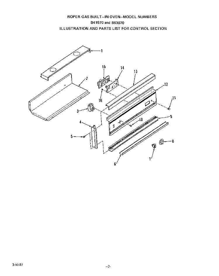 CONTROL SECTION, LIT/OPTIONAL Diagram and Parts List for B4157X0  Roper Range