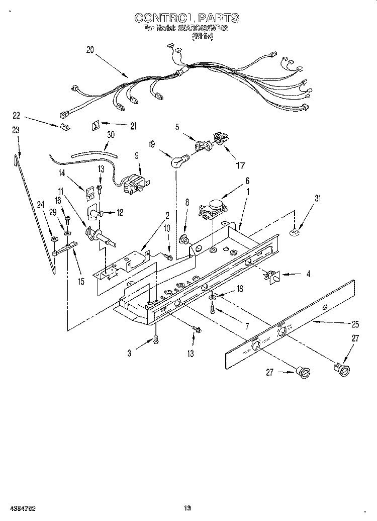 CONTROL, LIT/OPTIONAL Diagram and Parts List for 3XARG496WP02  Whirlpool Refrigerator