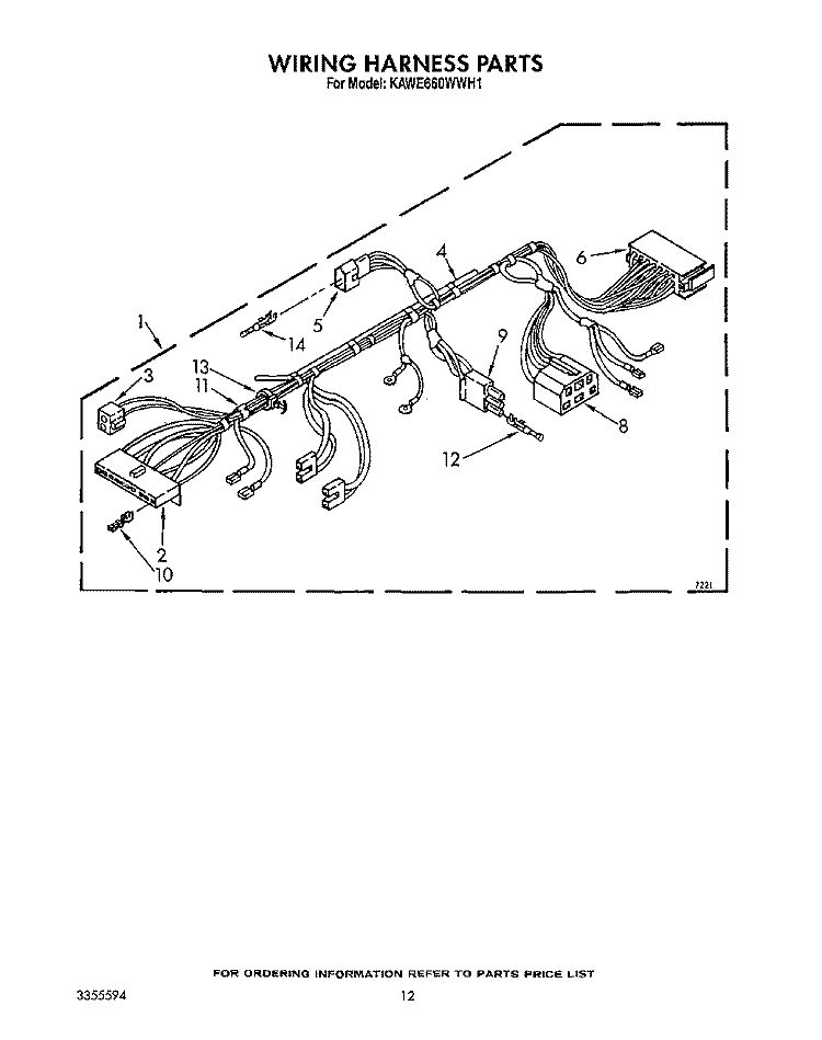 WIRING HARNESS Diagram and Parts List for KAWE660WWH1  KitchenAid Washer