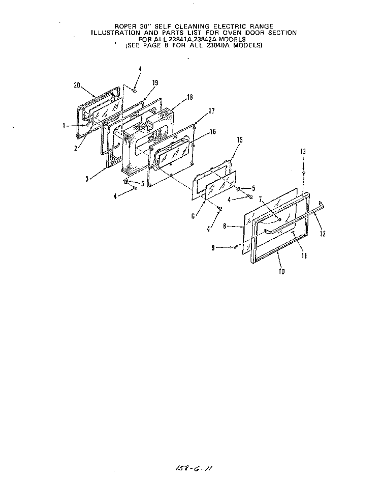 SECTION Diagram and Parts List for 2384W1A  Roper Range