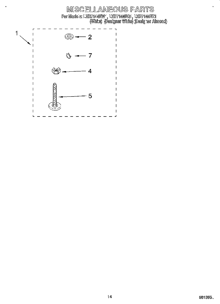MISCELLANEOUS, LIT/OPTIONAL Diagram and Parts List for LXR7144EQ1  Whirlpool Washer