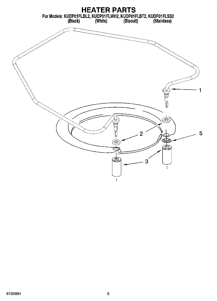 HEATER PARTS Diagram and Parts List for KUDP01FLBL2  KitchenAid Dishwasher