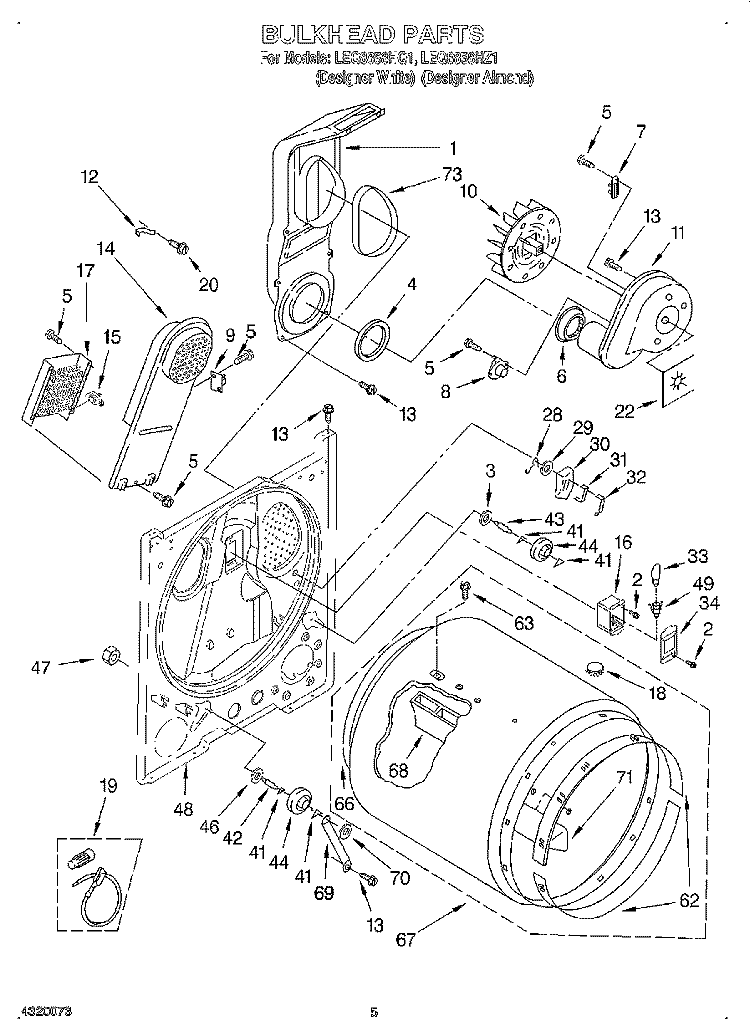 SECTION Diagram and Parts List for LEQ8858HQ1  Whirlpool Dryer