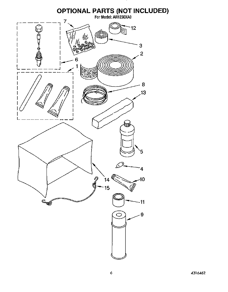 OPTIONAL Diagram and Parts List for AR1230XA0  Whirlpool Air Conditioner