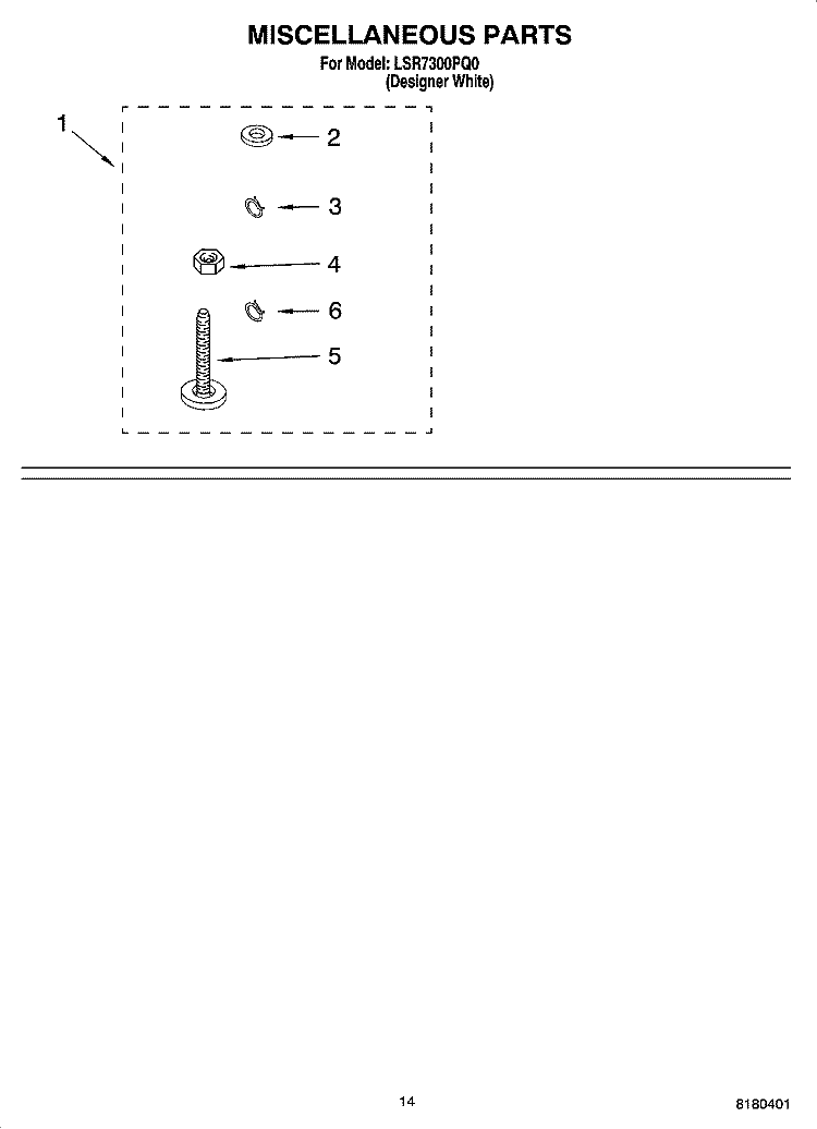 MISCELLANEOUS PARTS OPTIONAL PARTS (NOT INCLUDED) Diagram and Parts List for LSR7300PQ0  Whirlpool Washer
