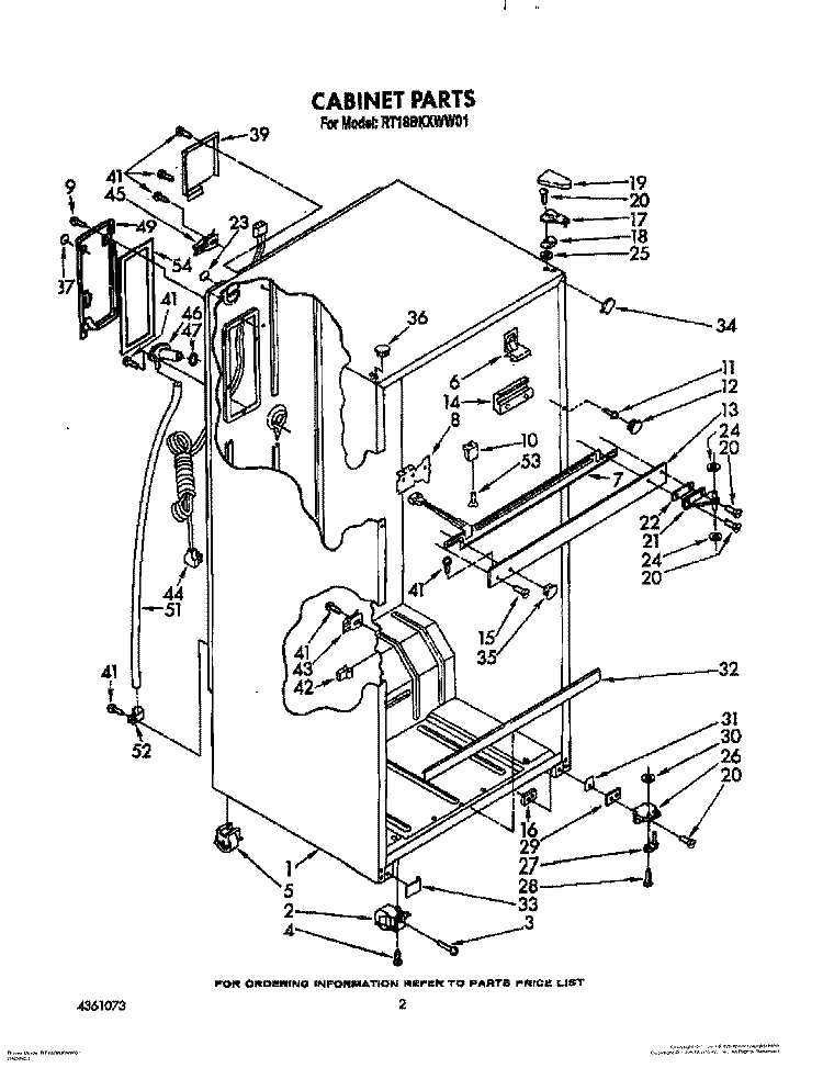 CABINET Diagram and Parts List for RT18BKXWW01  Roper Refrigerator