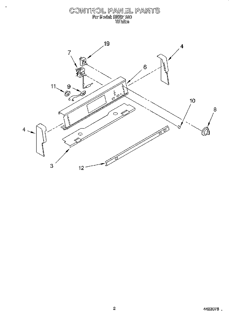 CONTROL PANEL Diagram and Parts List for REE31300  Roper Range
