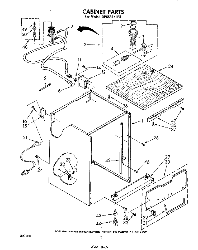 CABINET Diagram and Parts List for DP6881XLP0  Whirlpool Dishwasher