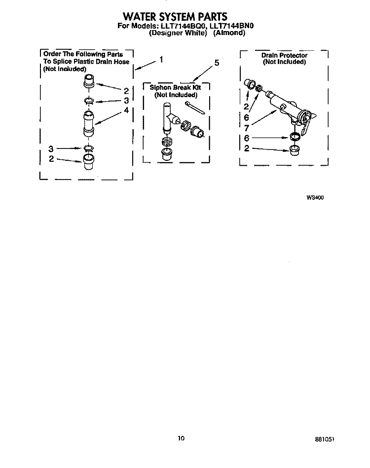 WATER SYSTEM Diagram and Parts List for LLT7144BN0  Whirlpool Washer