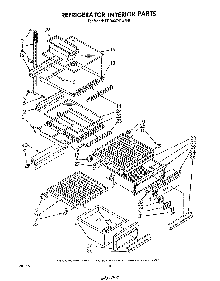 REFRIGERATOR INTERIOR , LIT/OPTIONAL Diagram and Parts List for ED26SSXRWR0  Whirlpool Refrigerator