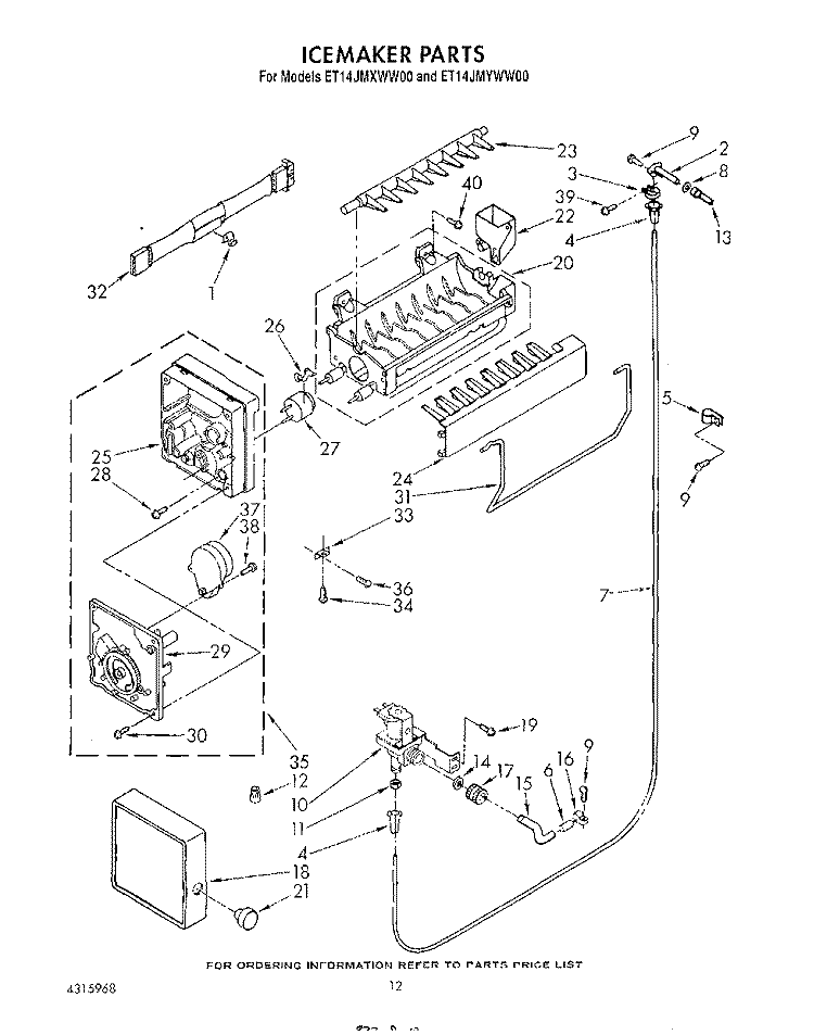 ICE MAKER , LIT/OPTIONAL Diagram and Parts List for ET14JMXWW00  Whirlpool Refrigerator