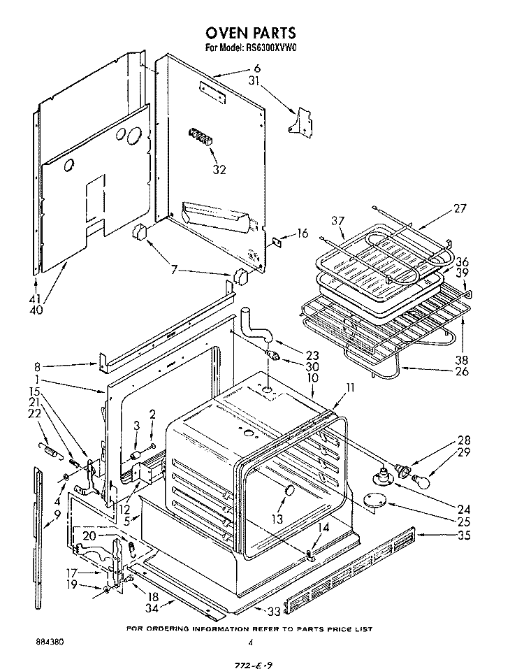 OVEN Diagram and Parts List for RS6300XVN0  Whirlpool Range