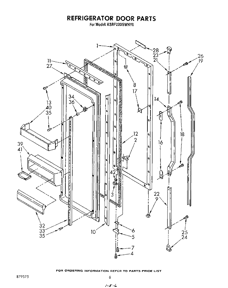 REFRIGERATOR DOOR Diagram and Parts List for KSRF22DSWHY0  KitchenAid Refrigerator