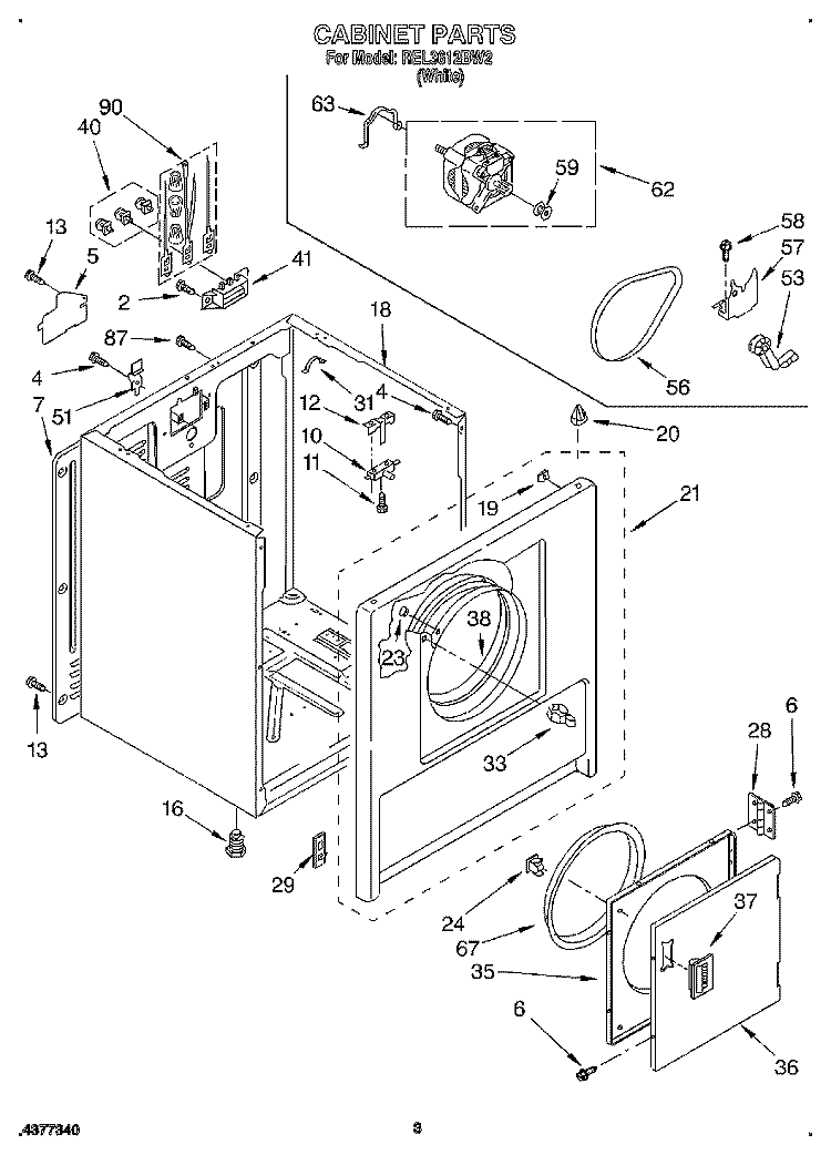 SECTION Diagram and Parts List for REL3612BW2  Roper Dryer