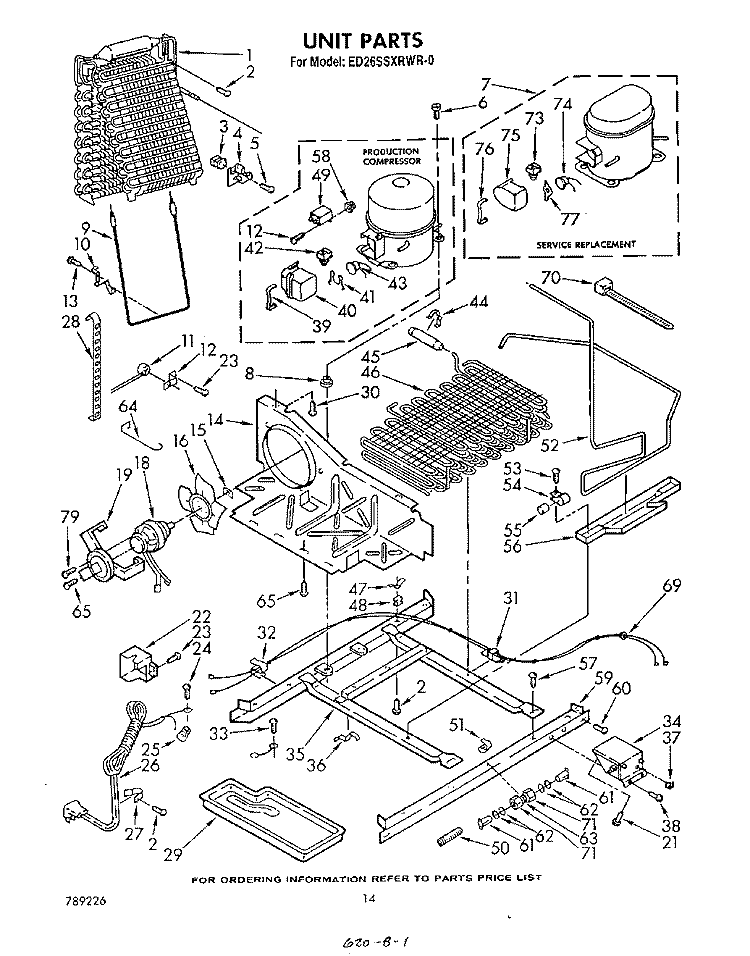 UNIT Diagram and Parts List for ED26SSXRWR0  Whirlpool Refrigerator
