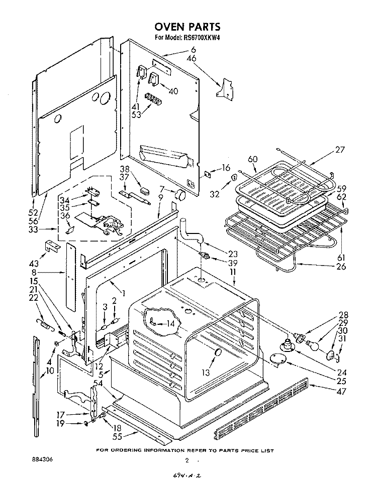 OVEN Diagram and Parts List for RS6700XKW4  Whirlpool Range