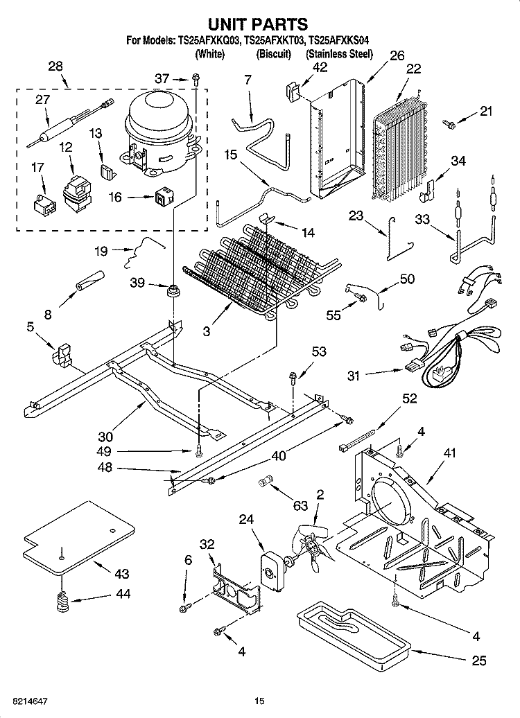 UNIT PARTS Diagram and Parts List for TS25AFXKQ03  Estate Refrigerator