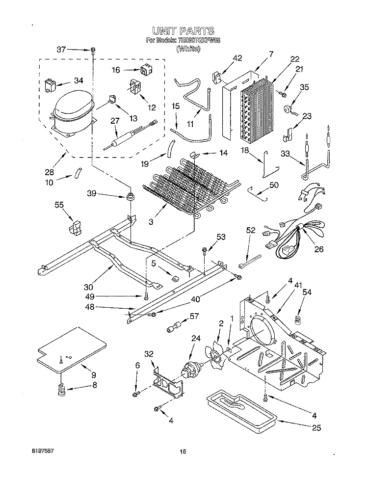 UNIT Diagram and Parts List for 7ED20TQXFW05  Whirlpool Refrigerator