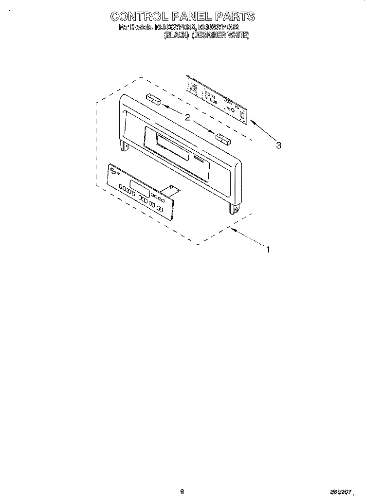 CONTROL PANEL, LITERATURE Diagram and Parts List for RBD307PDQ2  Whirlpool Wall Oven