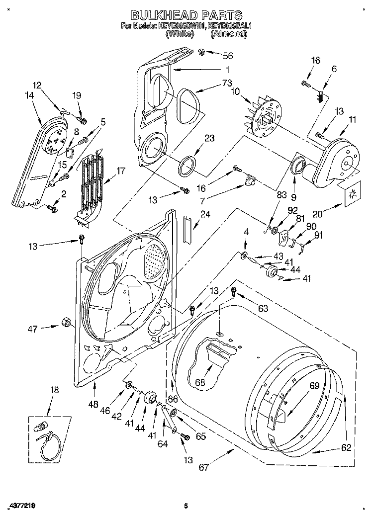 SECTION Diagram and Parts List for KEYE665BWH1  KitchenAid Dryer