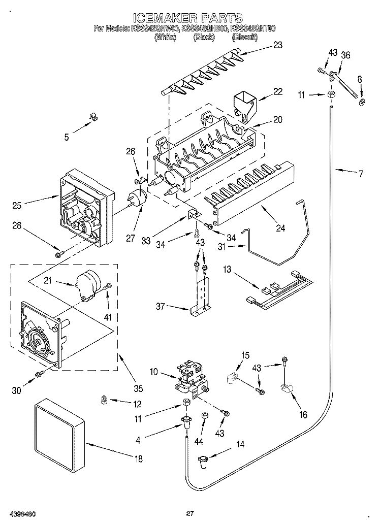 ICE MAKER Diagram and Parts List for KSSS42QHB00  KitchenAid Refrigerator