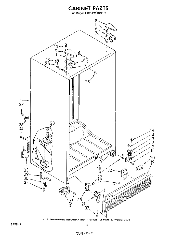 CABINET Diagram and Parts List for ED25PMXRWR2  Whirlpool Refrigerator