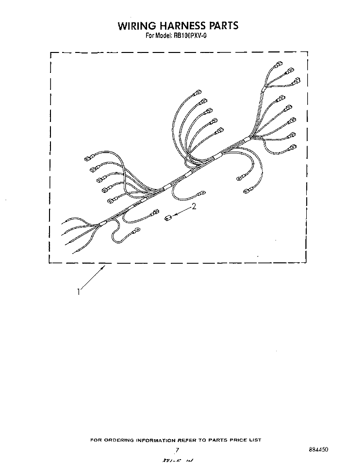 WIRING HARNESS Diagram and Parts List for RB100PXV0  Whirlpool Wall Oven