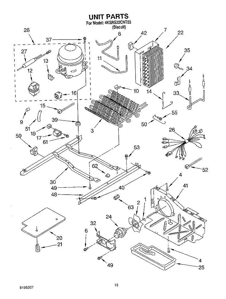UNIT PARTS Diagram and Parts List for 4KSRS22CHT03  KitchenAid Refrigerator