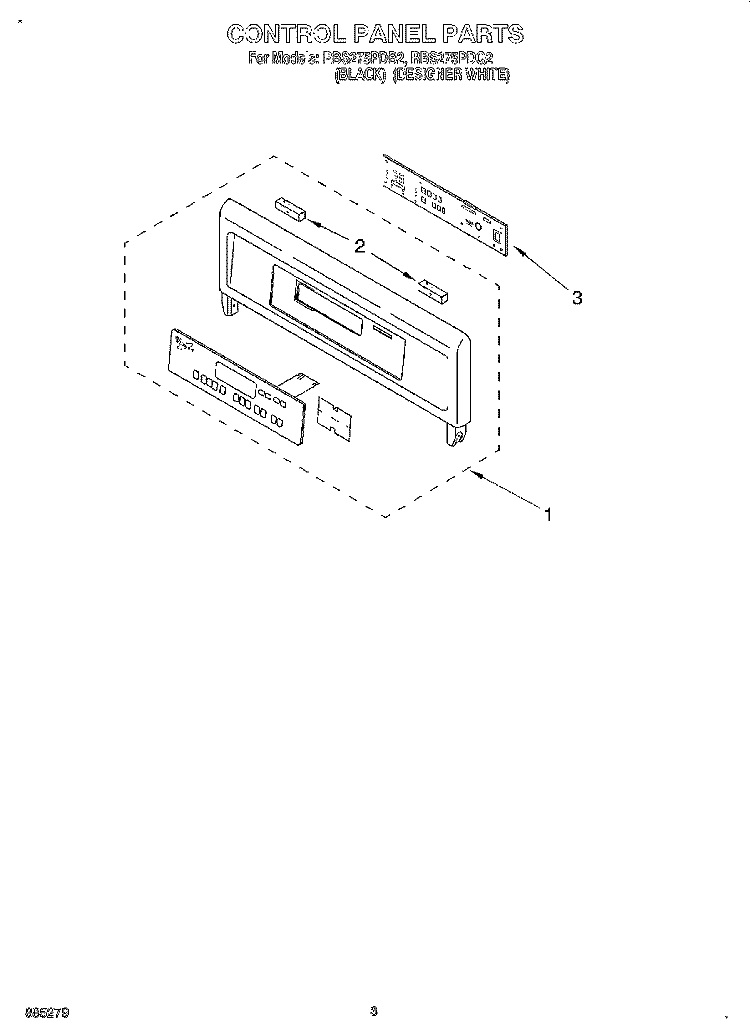 CONTROL PANEL, LITERATURE Diagram and Parts List for RBS275PDQ2  Whirlpool Wall Oven