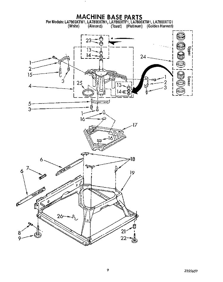 MACHINE BASE Diagram and Parts List for LA7800XTM1  Whirlpool Washer