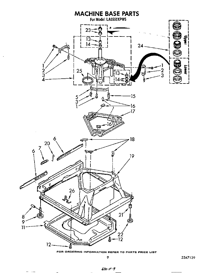 MACHINE BASE Diagram and Parts List for LA5550XPW5  Whirlpool Washer