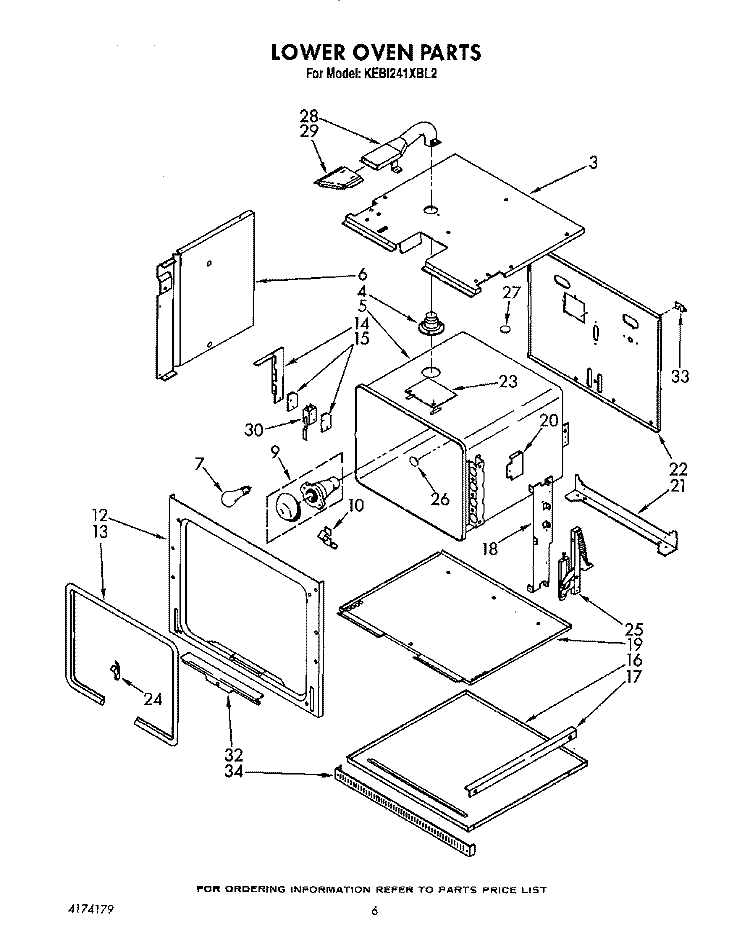 LOWER OVEN Diagram and Parts List for KEBI241XBL2  KitchenAid Wall Oven