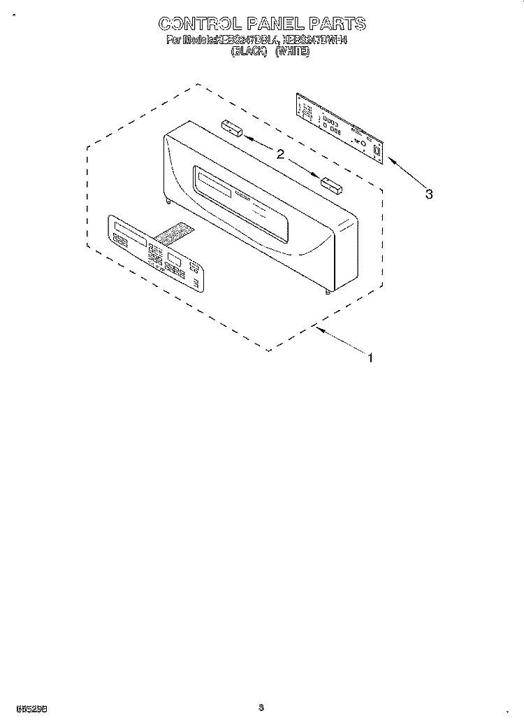 CONTROL PANEL, LITERATURE Diagram and Parts List for KEBS247DBL4  KitchenAid Wall Oven