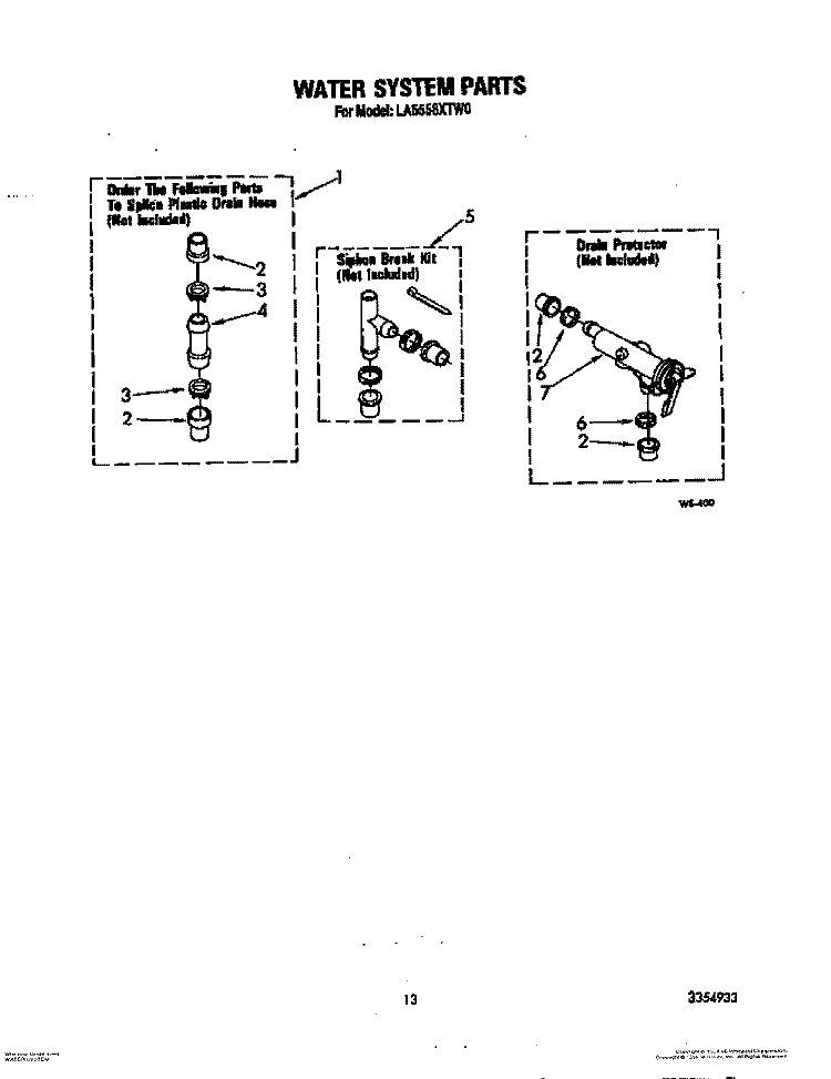 WATER SYSTEM Diagram and Parts List for LA5558XTF0  Whirlpool Washer