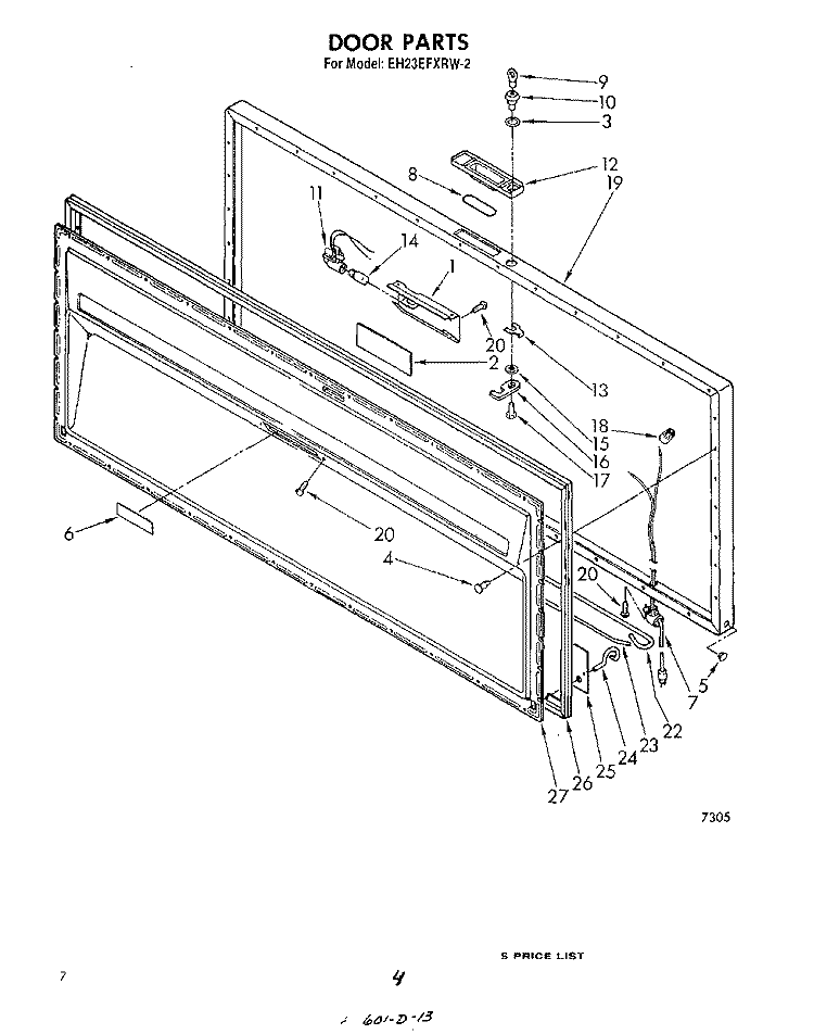 SECTION Diagram and Parts List for EH23EFXRW2  Whirlpool Freezer