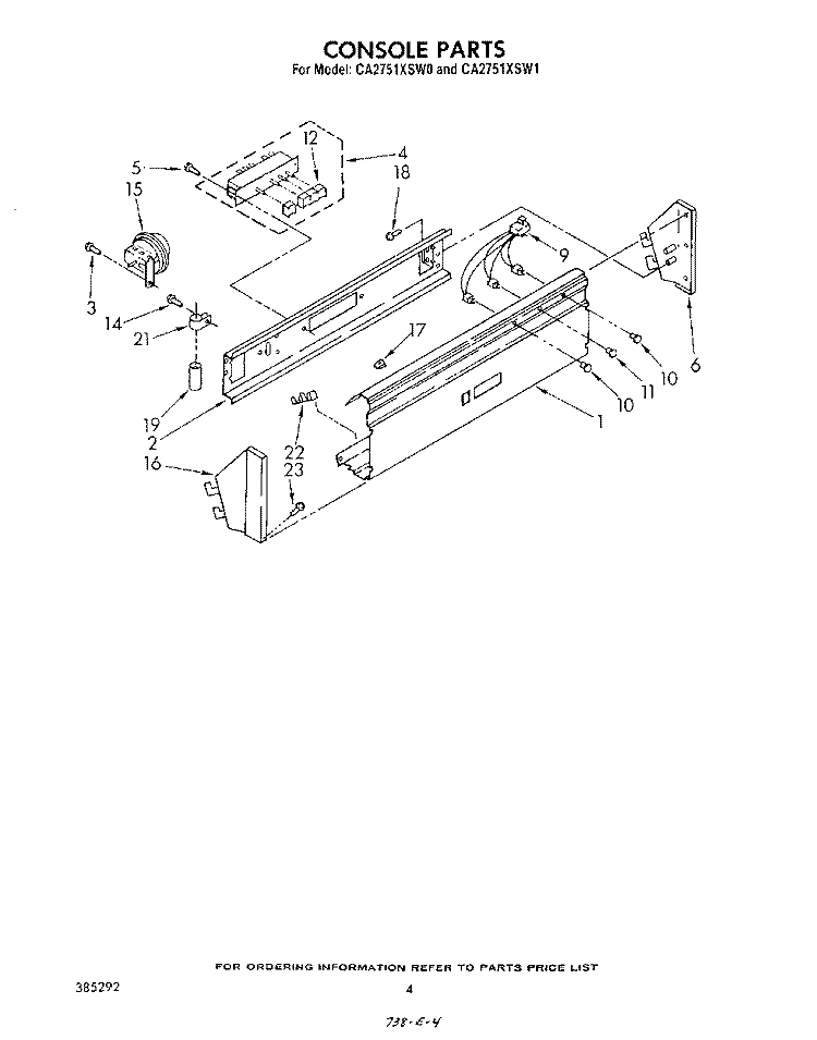 CONSOLE Diagram and Parts List for CA2751XSW0  Whirlpool Washer
