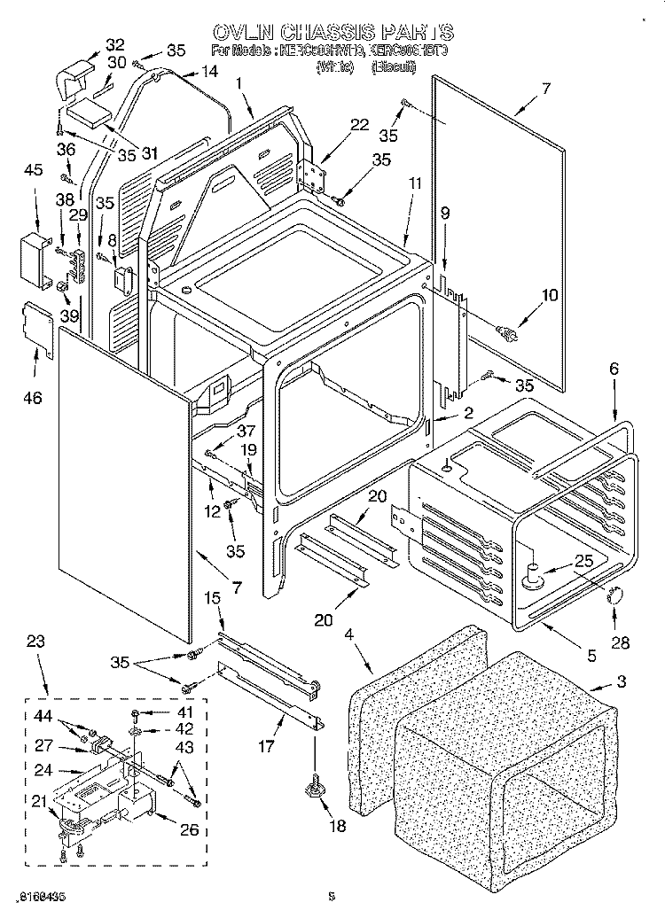 OVEN CHASSIS Diagram and Parts List for KERC506HBT0  KitchenAid Range