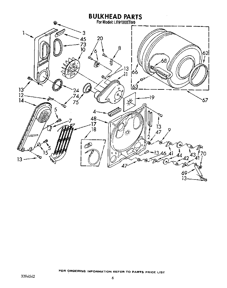 SECTION Diagram and Parts List for LE9100XTN0  Whirlpool Dryer