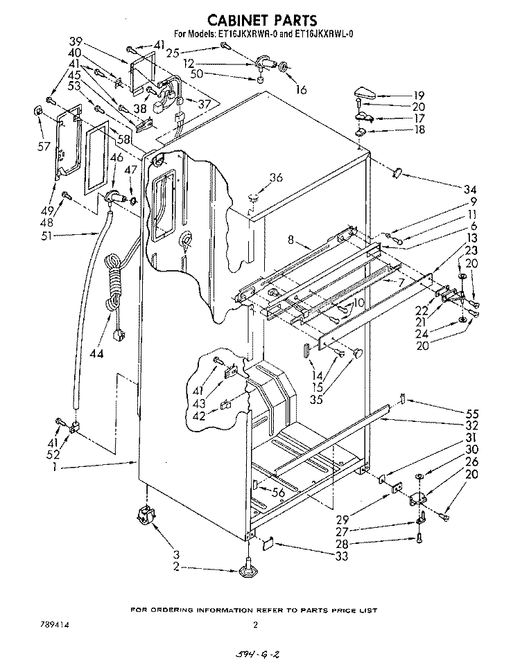 CABINET Diagram and Parts List for ET16JKXRWR0  Whirlpool Refrigerator