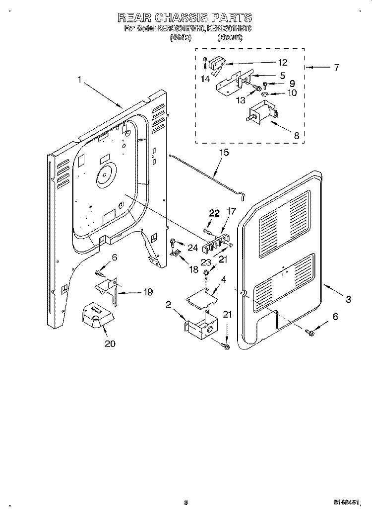 REAR CHASSIS Diagram and Parts List for KERC601HWH0  KitchenAid Range
