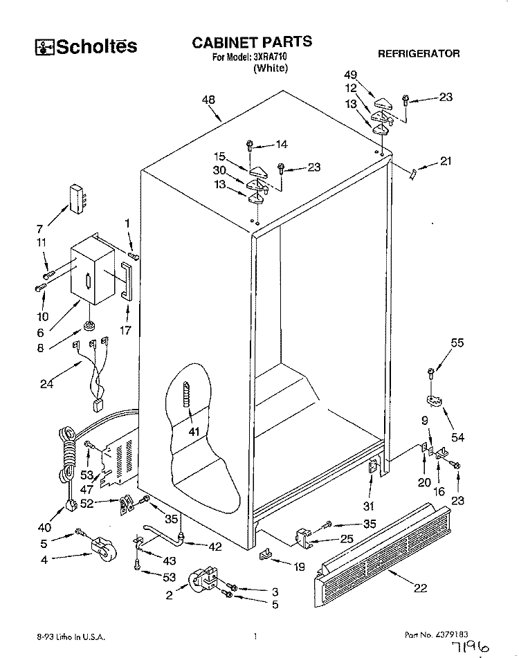 CABINET Diagram and Parts List for 3XRA710  Whirlpool Refrigerator