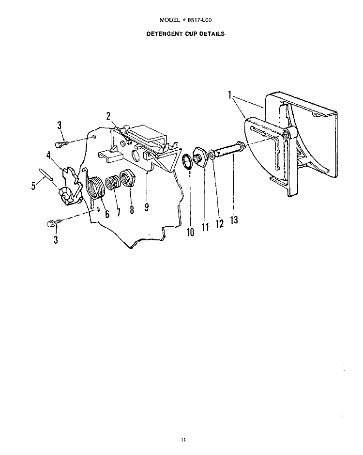 DETERGENT CUP Diagram and Parts List for 8517L00  Roper Dishwasher