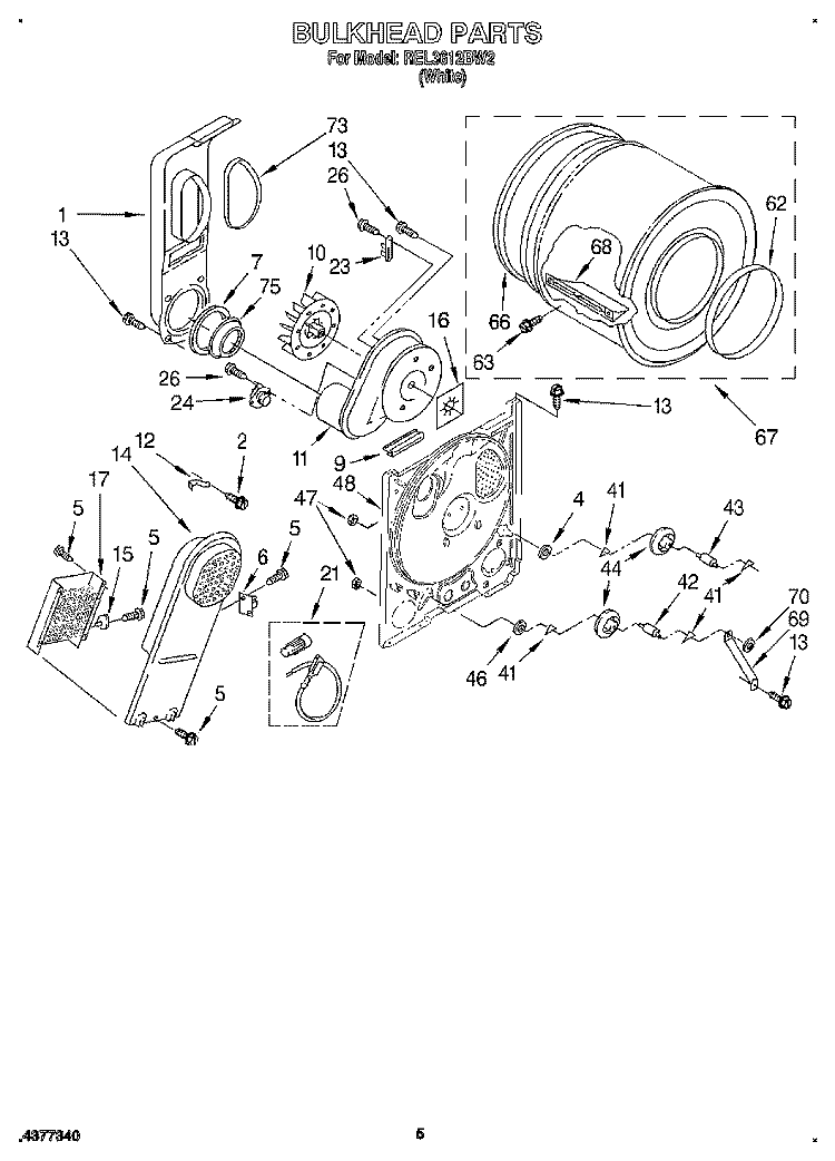 SECTION Diagram and Parts List for REL3612BW2  Roper Dryer