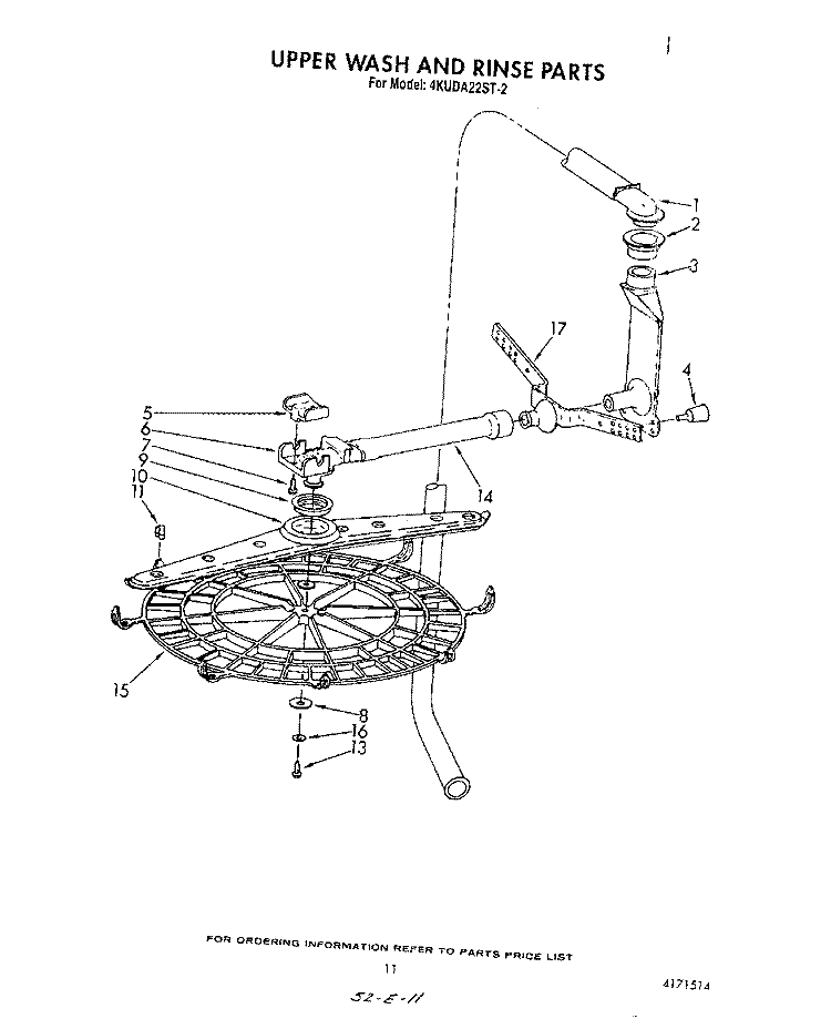 UPPER WASH AND RINSE Diagram and Parts List for 4KUDA22ST2  KitchenAid Dishwasher