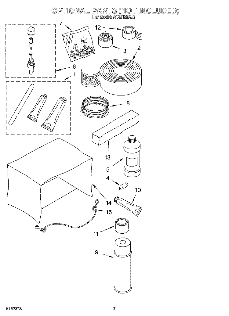 OPTIONAL Diagram and Parts List for ACM122XJ0  Whirlpool Air Conditioner