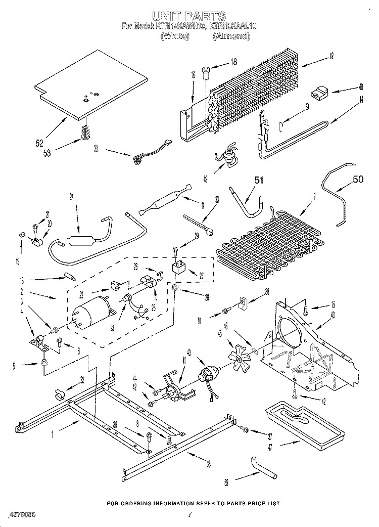 UNIT Diagram and Parts List for KTRI18KAAL10  Whirlpool Refrigerator