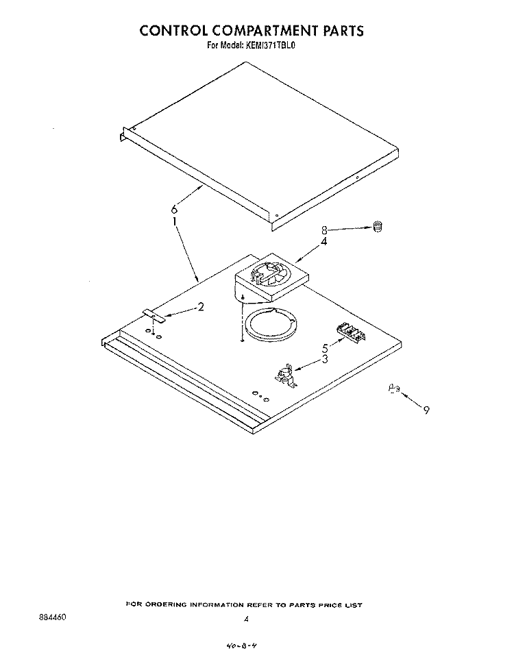 CONTROL COMPARTMENT Diagram and Parts List for KEMI371TBL0  KitchenAid Microwave Oven Combo