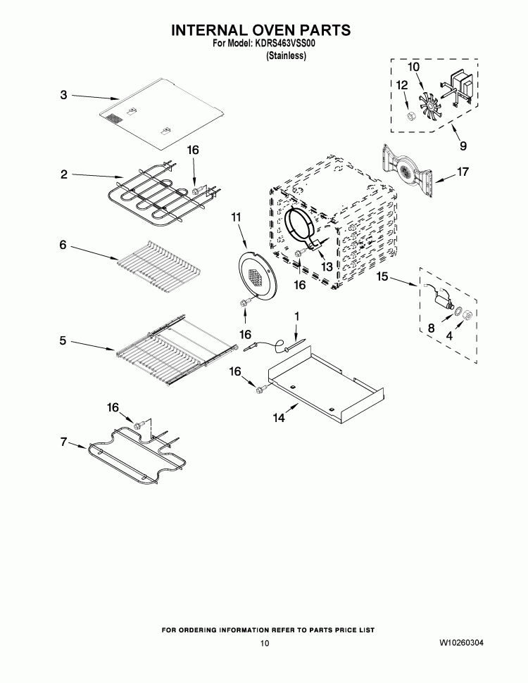 INTERNAL OVEN PARTS Diagram and Parts List for KDRS463VSS00  KitchenAid Range