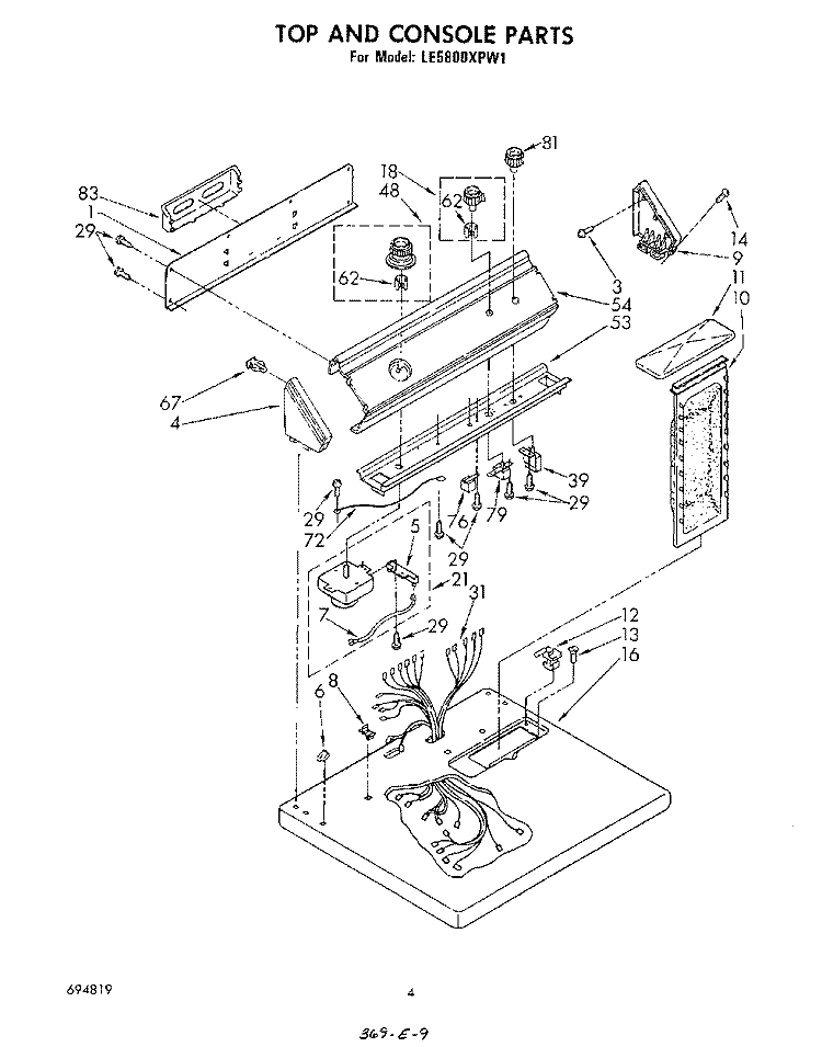SECTION Diagram and Parts List for LE5800XPW1  Whirlpool Dryer