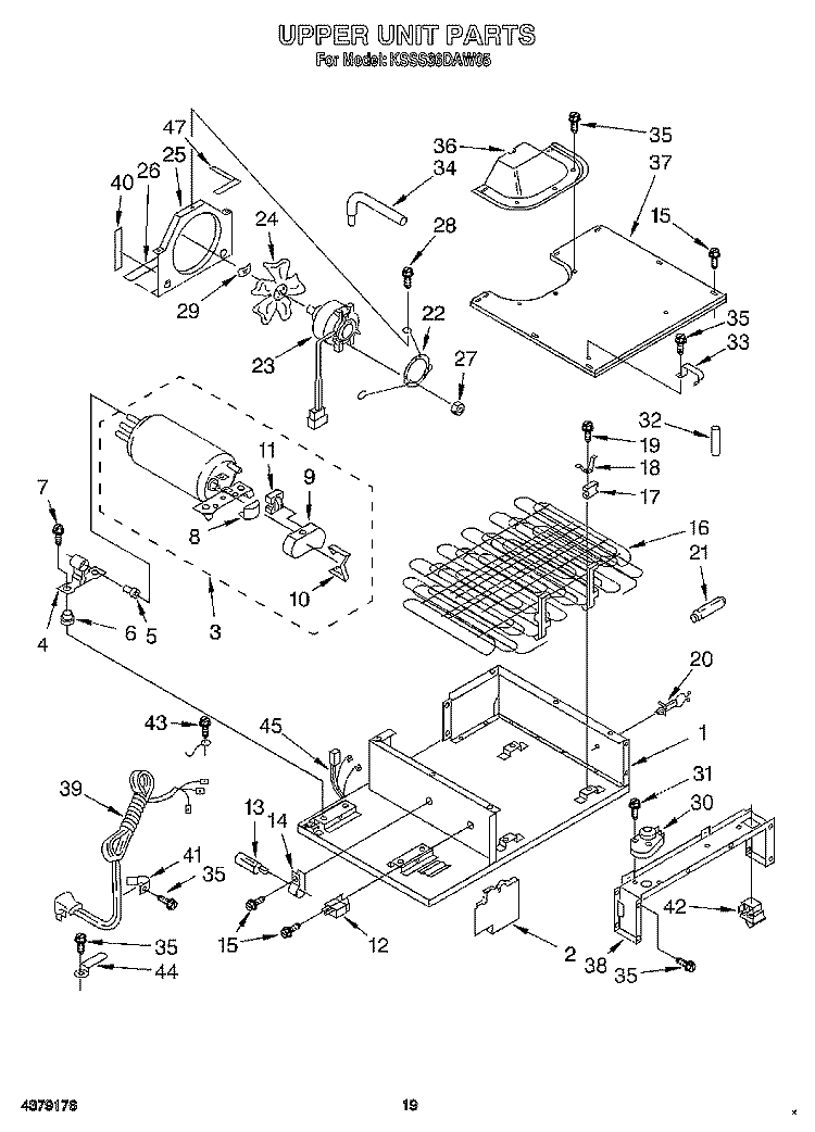 UPPER UNIT Diagram and Parts List for KSSS36DAW05  KitchenAid Refrigerator